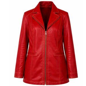 JULIA S ROMA Red Genuine Leather Jacket - 44